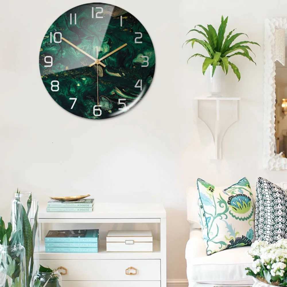 Luxury 3D Acrylic Black Gold Marble Pattern Wall Adhesive Clock Metal Needle Silent Clock Mechanism Modern Living Room Home Deco C251015