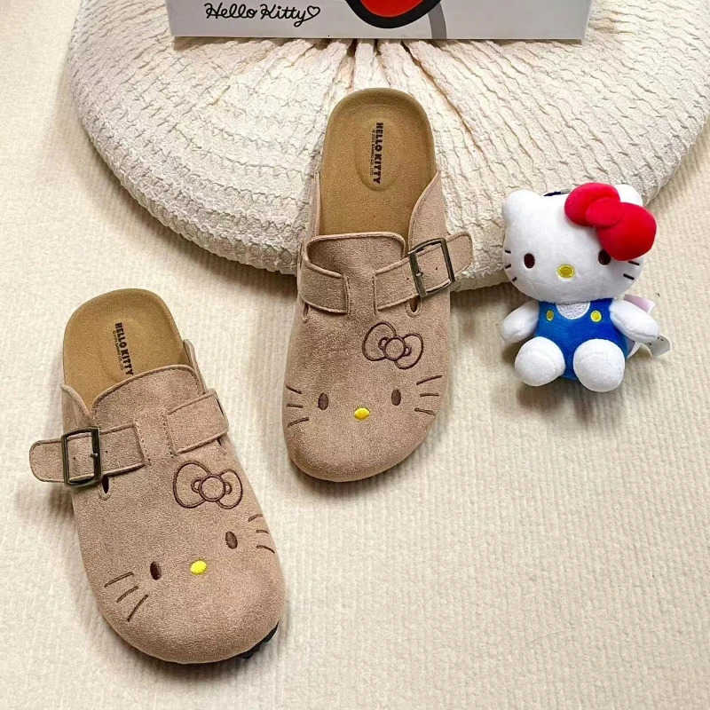 Sanrio Hello Kitty Cute Anime Slippers Summer Female Thick Sole Flat Shoes Sweet Cartoon Outdoor Anti Slip Slippers Girl Gift L251015
