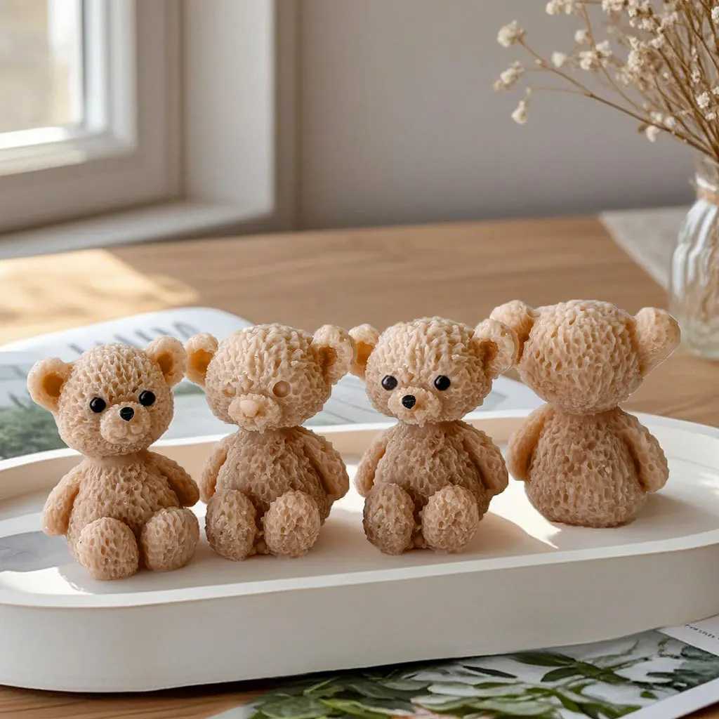 DIY Mini Bears Silicone Mold Aroma Candle Resin Ornament Mould Handmade Candy Chocolate Making Baking Molds C251015
