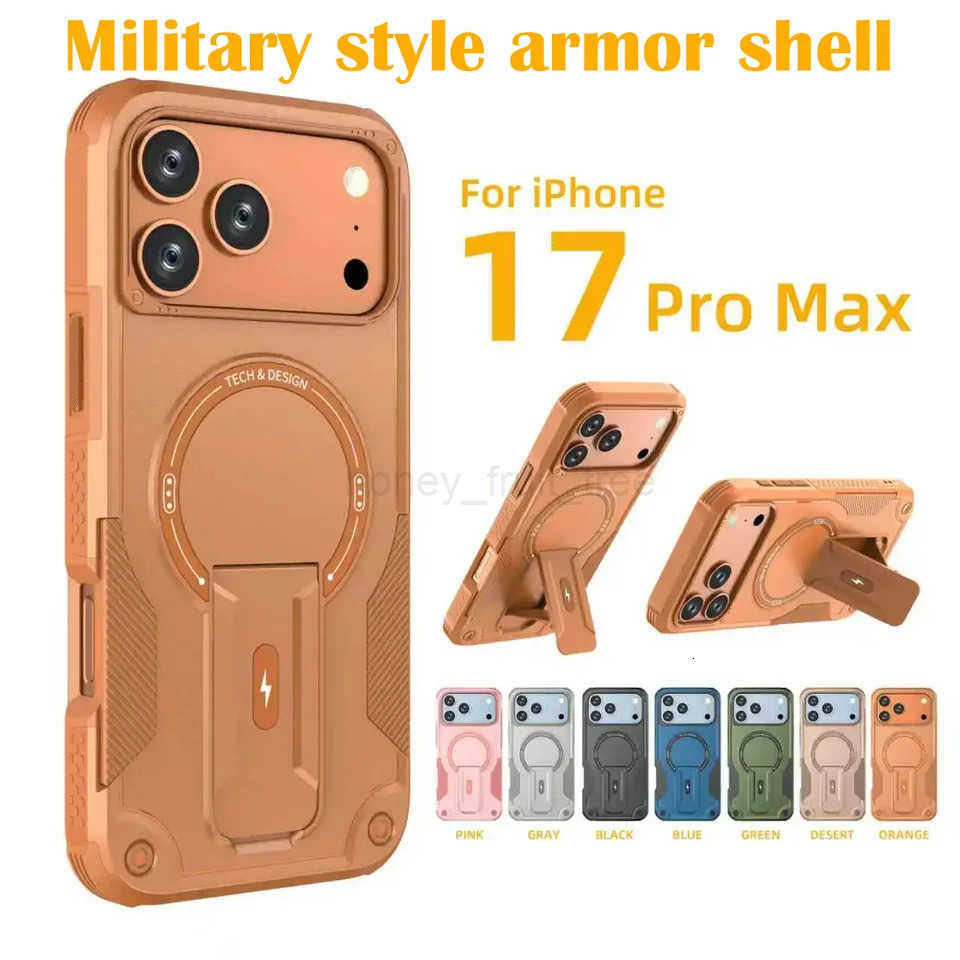 ARMor shell Stand Invisible Hard Antifall Phone Case For iPhone17 Pro Max 16E 15 14 13 12 Pro Plus Military style Cover T251015
