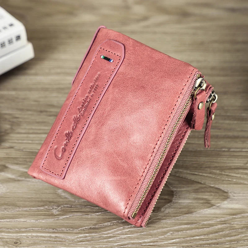 CONTACTS Genuine Leather Short Wallets for Women y ner Card Holder Coin Purse Money Clip Mini Wallet Female Bag Men 251014