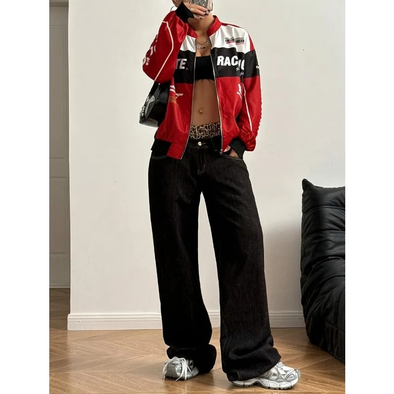 Varsity Jacket Tops Womens Patchwork Long Sleeve Racing Bomber Letterman Jackets Color Block Y2k Outerwear Vintage Streetwear 251015 - view 6