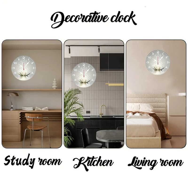 Gray Magic Wooden Round Silent Hanging Wall Clock Suitable For Living Room Office Study Room Bedroom Home Decoration C251015