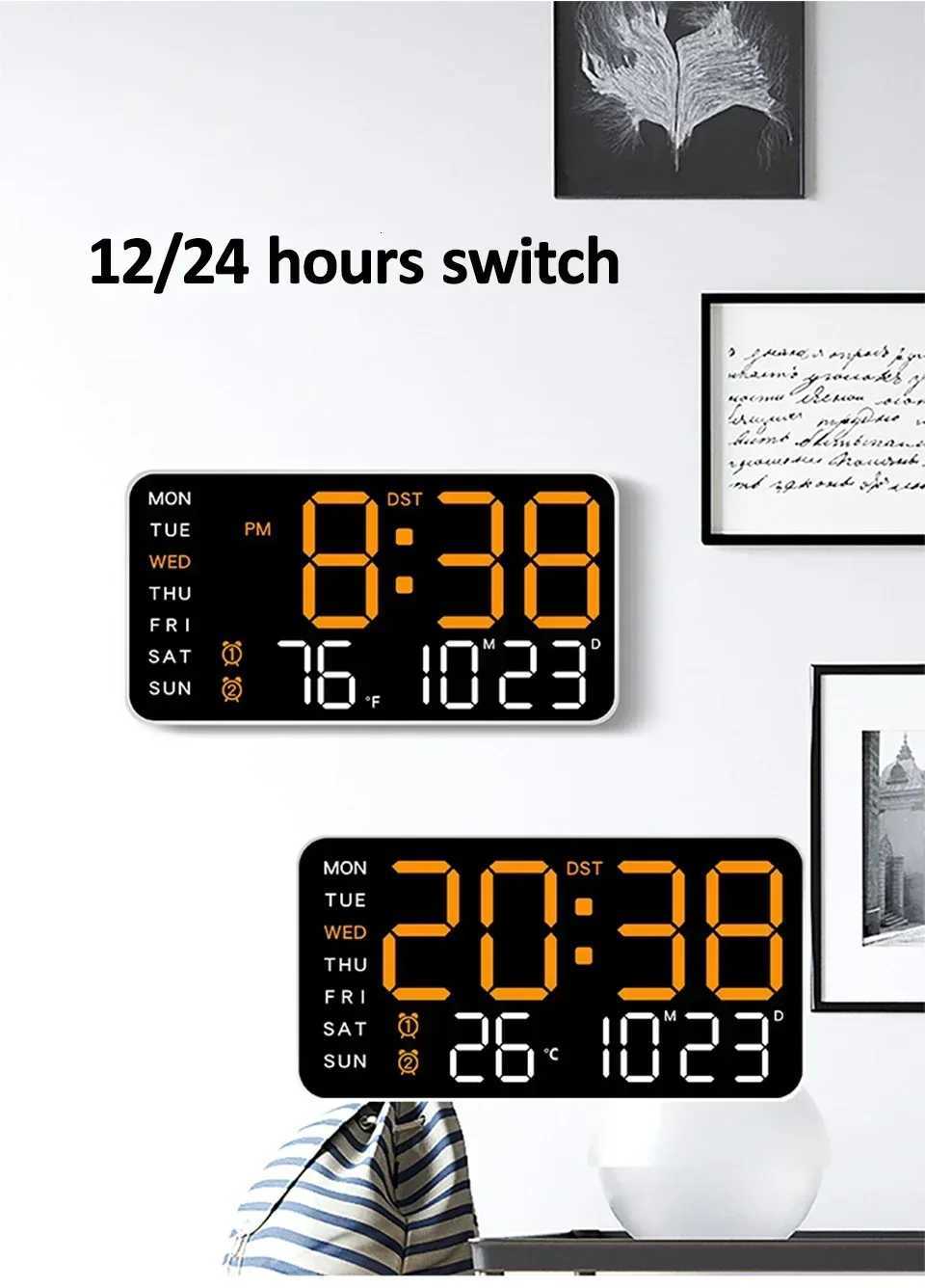 Extra Large Digital Wall Clock with LED Display with Date Temperature Timer for Living Room Bedroom Gift for Seniors C251015