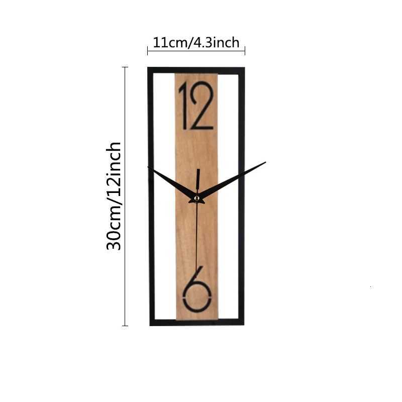 Rectangular wood grain wall clock for quiet decoration in homes and offices used in living rooms bedrooms and dining rooms C251015