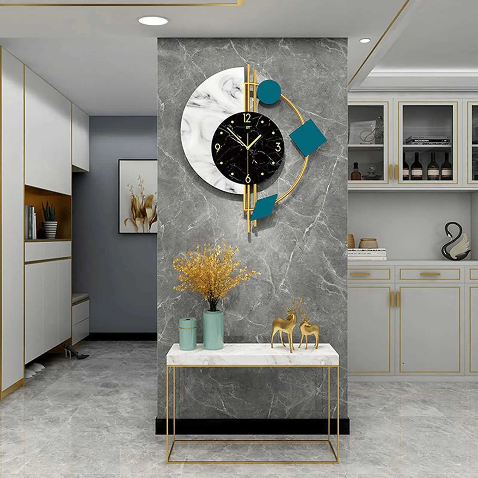 22 Marble Wall Clock Nordic Style Luxury Wall Clock Silent NonTicking Silent Battery Operated Living Room Mid Century C251015