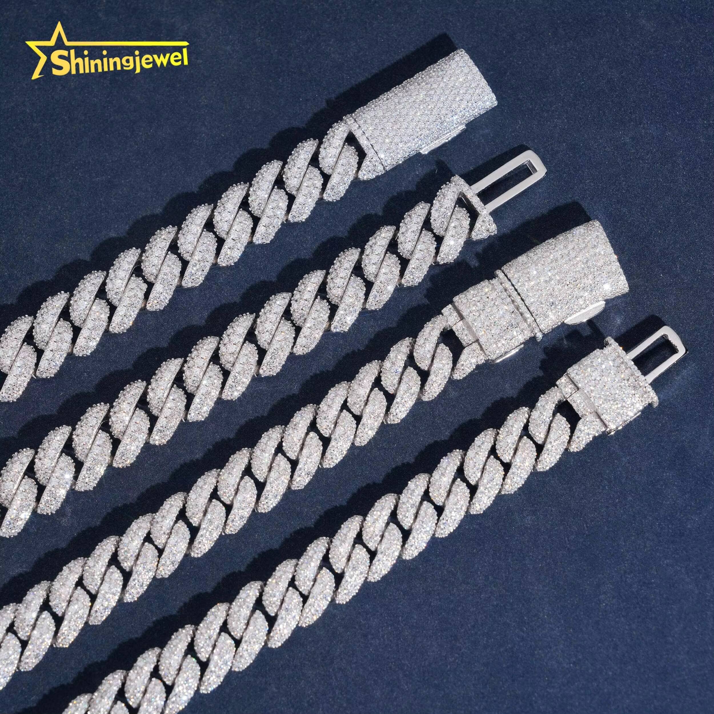 GRA Certificate 925 Silver 12mm Iced Out VVS Moissanite Necklace Hip Hop Diamond Jewelry Mosaic Miami Cuban Link Chain Bracelet