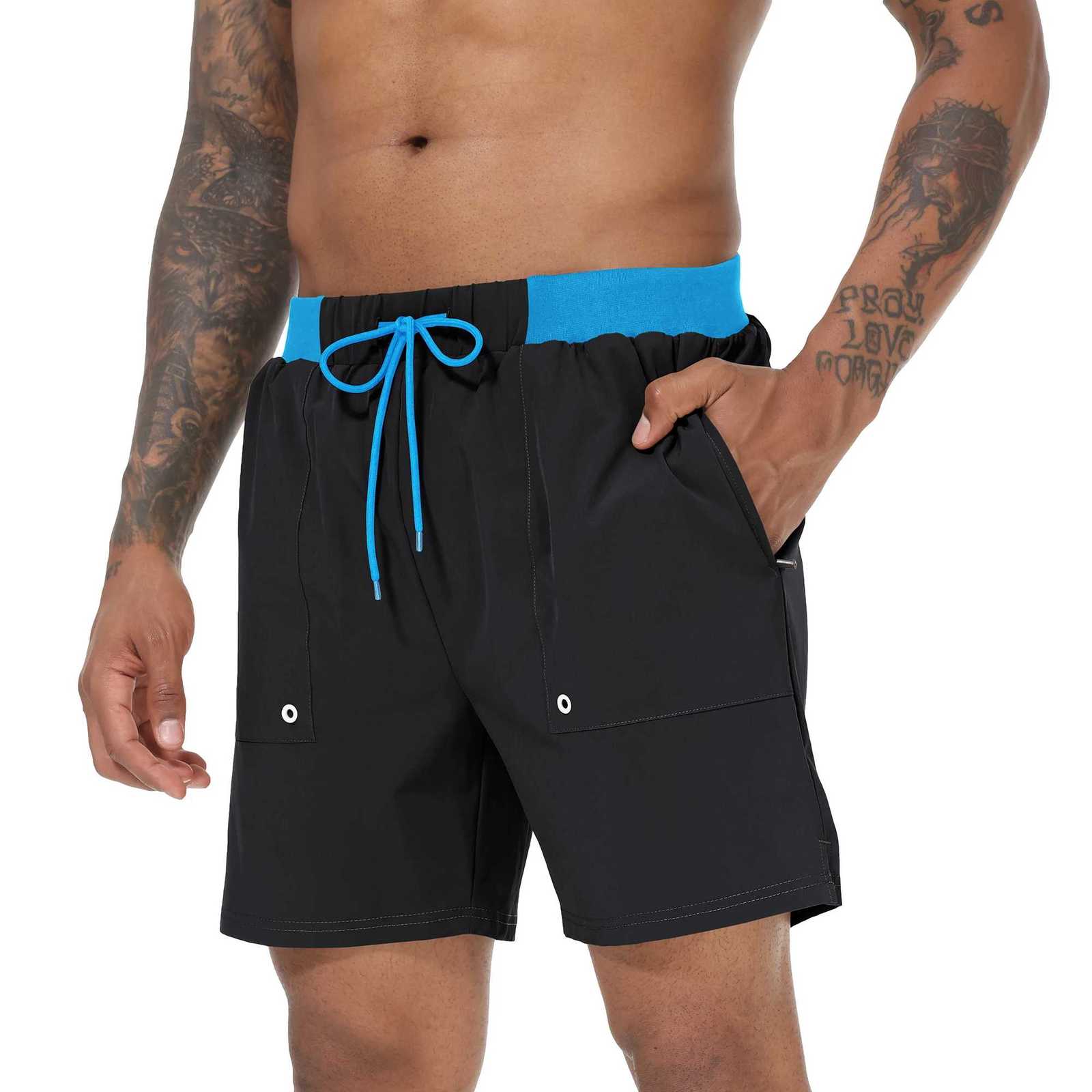 Mens Swim Trunks Quick Dry Swimwear Surf Swimwear with Zipper Pockets and Mesh LiningT251015