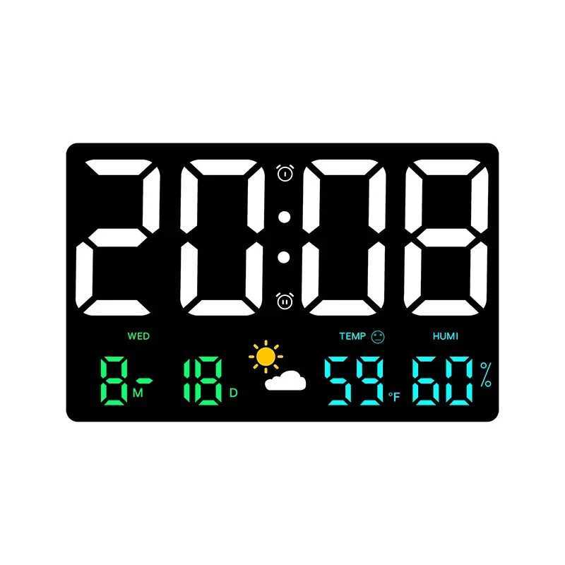 HighDefinition LargeScreen Wall Clock Temperature and Humidity Display Weather Clock MultiFunction Color Digital Alarm Clock C251015