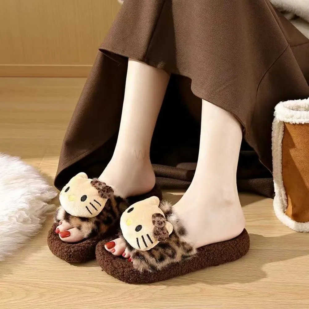 Sanrio Hello Kitty Slippers Anime KT Cat Kawaii Cute Home Plush Slippers Anime Fashion Casual Outdoor Ladies Slippers Girl Gift L251015