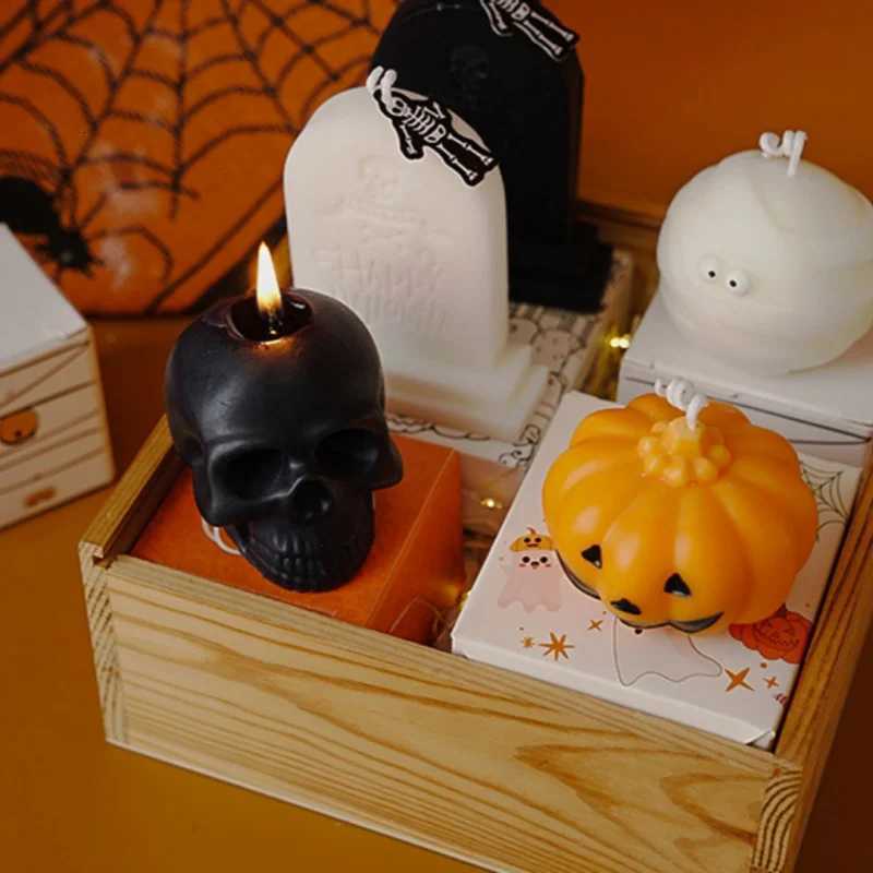 1pc Skull Tombstone Scented Candle Home Desktop Fragrance Ornament for Halloween Wedding Party Autumn Decoration Holiday Gift C251015