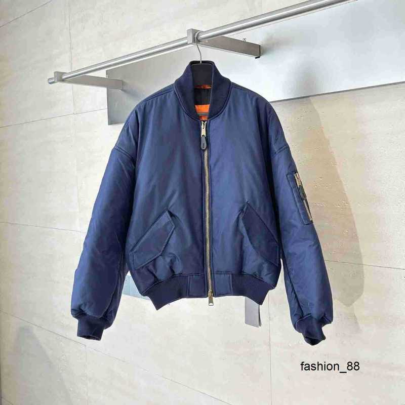 Designer Paris B Brand 25s Runway Style Autumn Winter Cotton Jacket High Street Loose Flight Jacket Solid Color Simple Trendy Versatile Coat JA4V