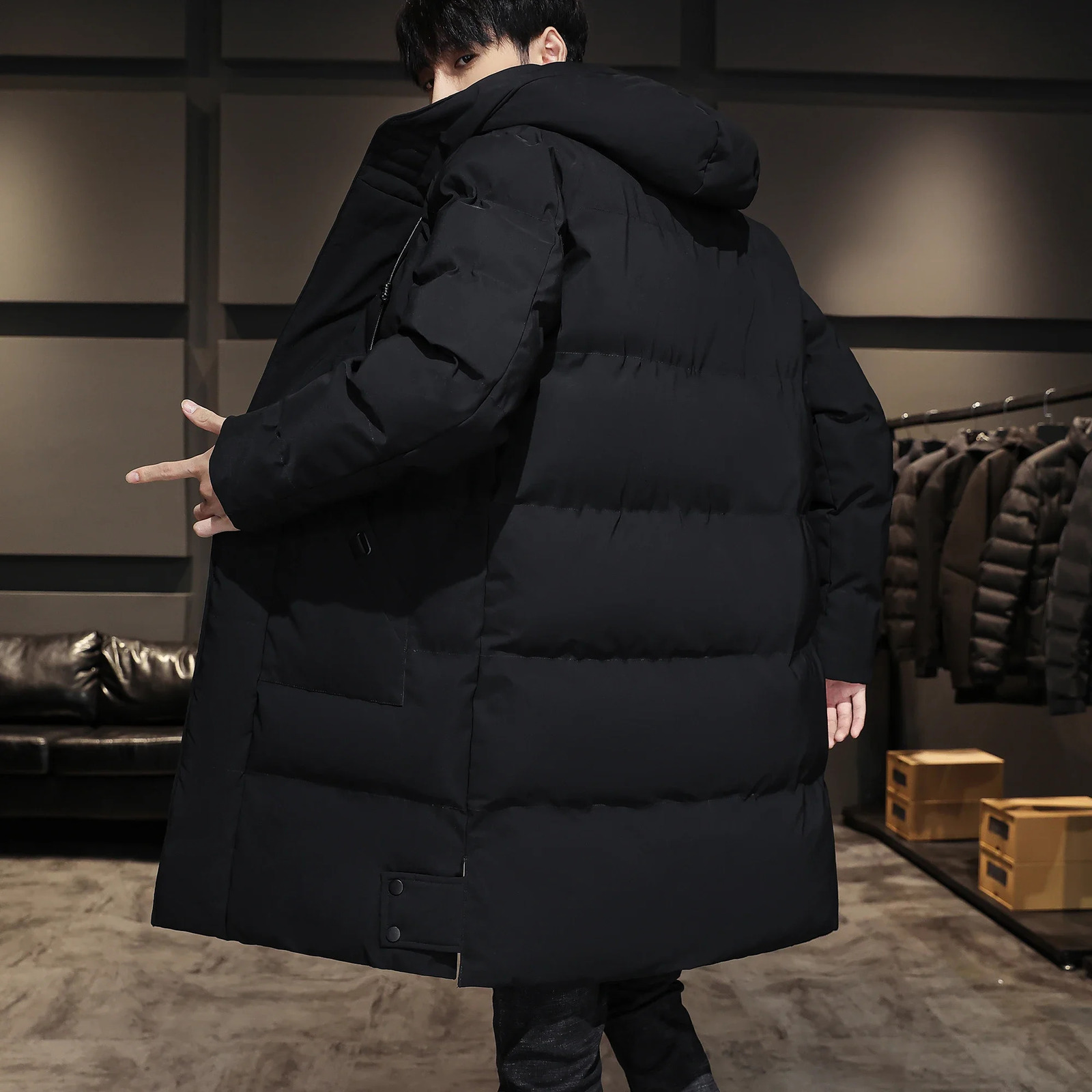8XL 7XL Mens High Quality Hooded Jacket Black Fashion Winter Jacket Men Clothing Parka Men Thick Warm Long Coats 251029