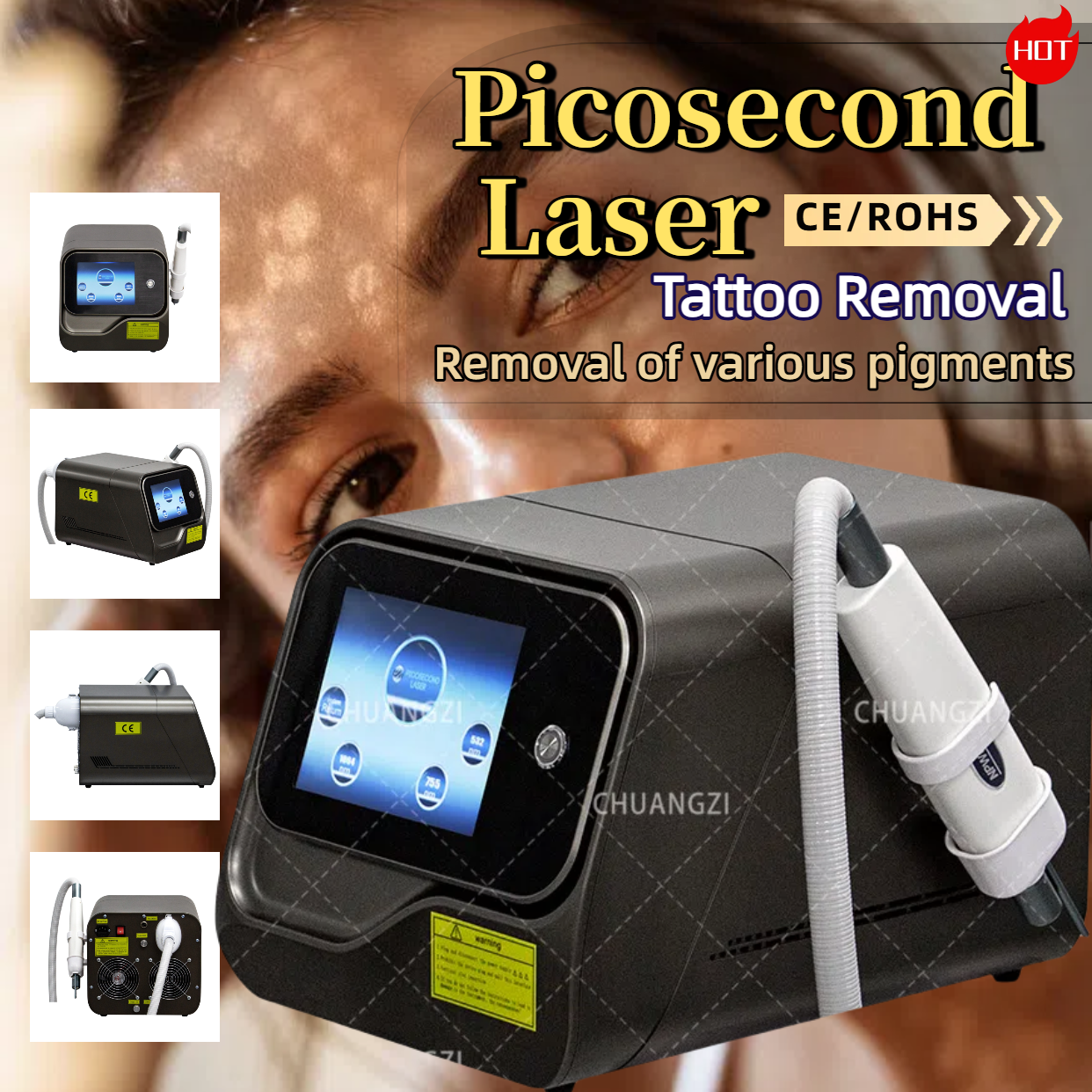 Professional Picosecond Pico Laser Tattoo Removal Whitening And Skin Rejuvenation Multifunctional Nd: Yag Laser Beauty Tattoo Removal And Eyebrow Remo