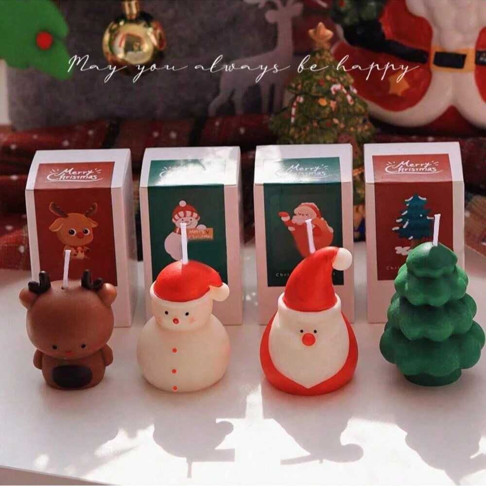 14pcs Candle Christmas Play Scented Candle Ornament Gift Decoration Cute Snowman Snowflake Elk Tree Shape Candle Christmas C251015