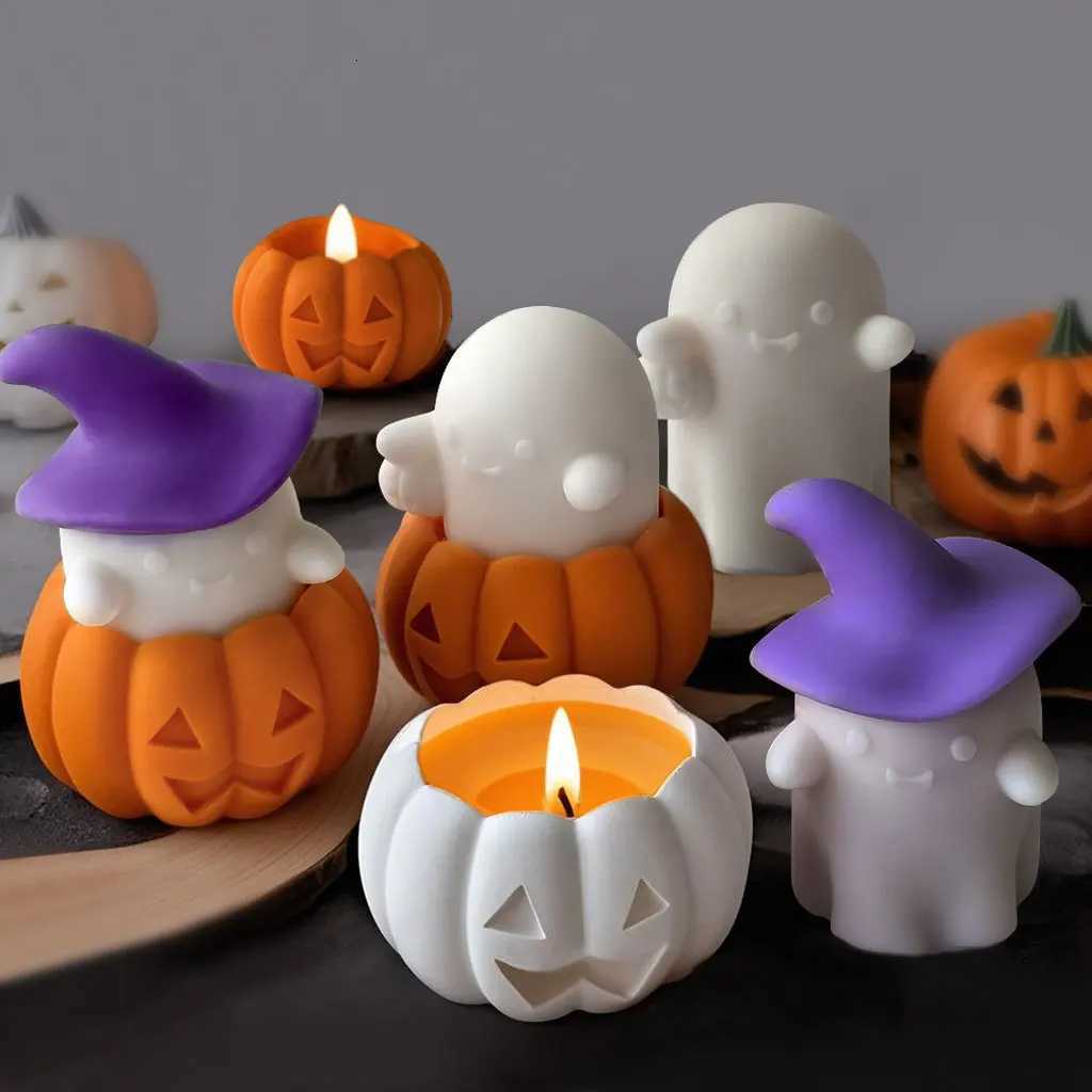 Halloween Silicone Soap Mold Diy Scented Candle Making Halloween Ghost Pumpkin Aromatherapy Plaster Decoration Candle Mold C251015