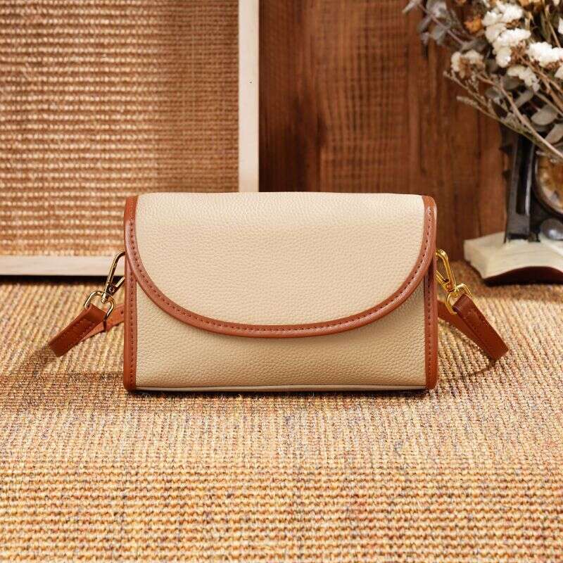 New Fashionable Genuine Genuine Leather Phone Bag - Women's Square Color Block Crossbody Small Bag, Versatile & Stylish Design