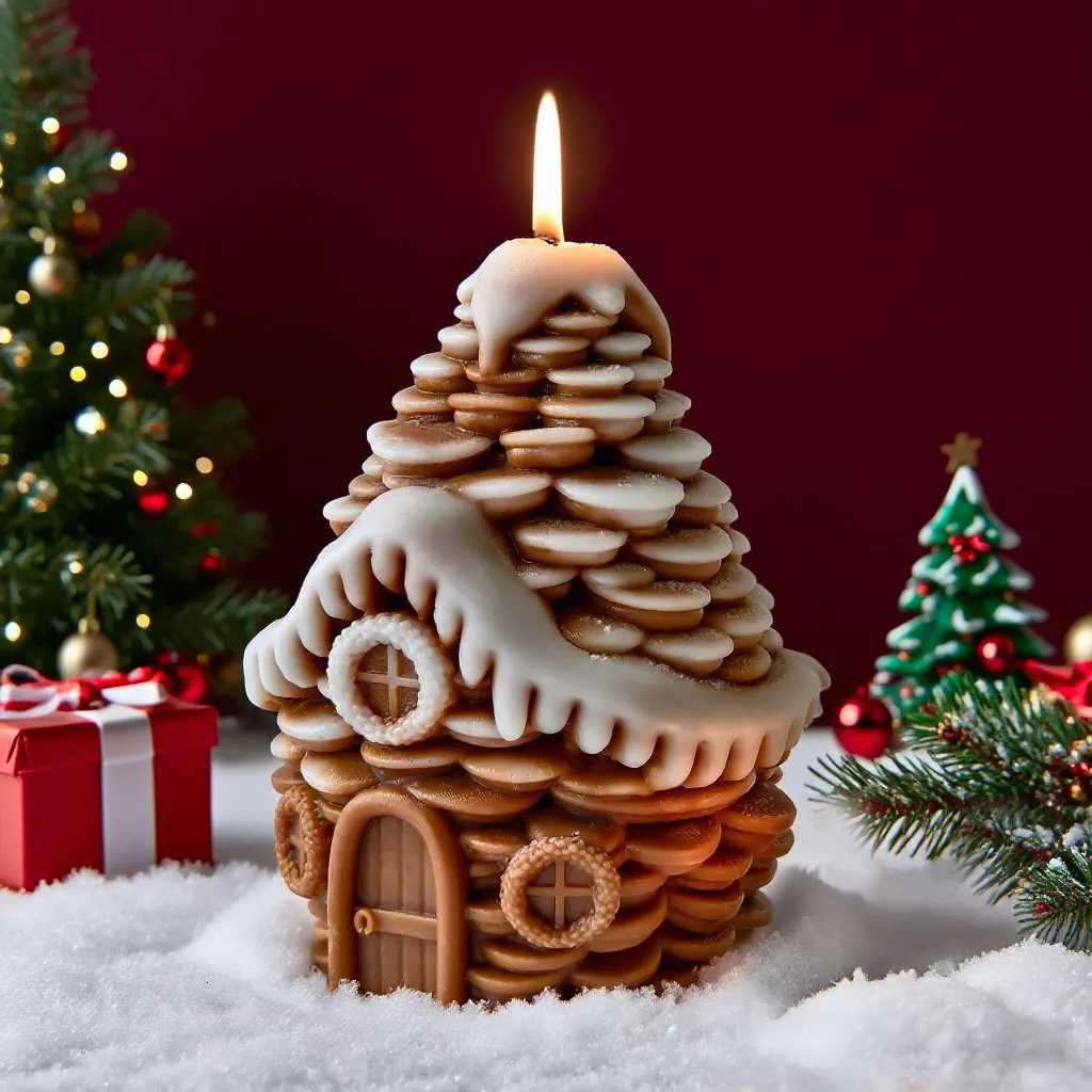 DIY Christmas Candle Pinecone Snow House Silicone Mold Handmade Aroma Plaster Resin Form Mould Soy Wax Candle Making Supplies C251015
