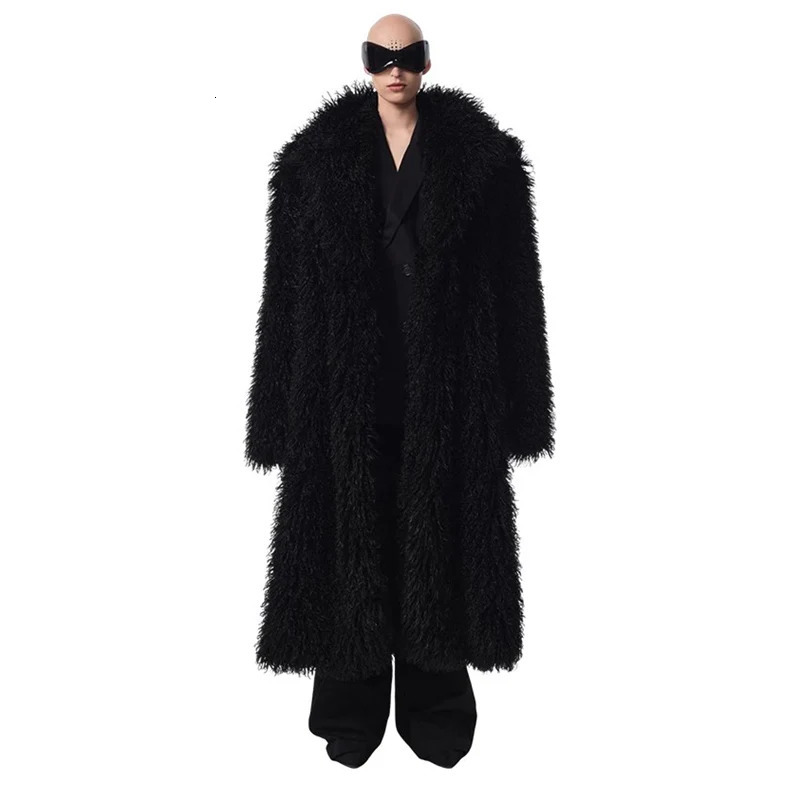 Men and womens lamb fur coat beach wool long coat toka roll wool trench coat 251011