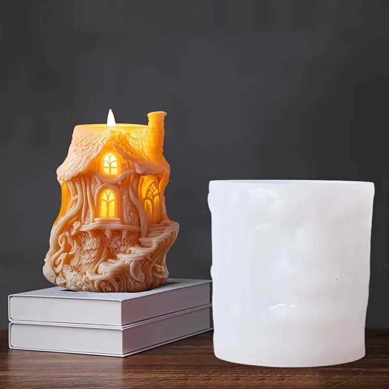 Magic House Cylinder Candle Silicone Mold Halloween Gift Magic Elf Castle Cylinder Resin Mould Devil House Gypsum Molds C251015