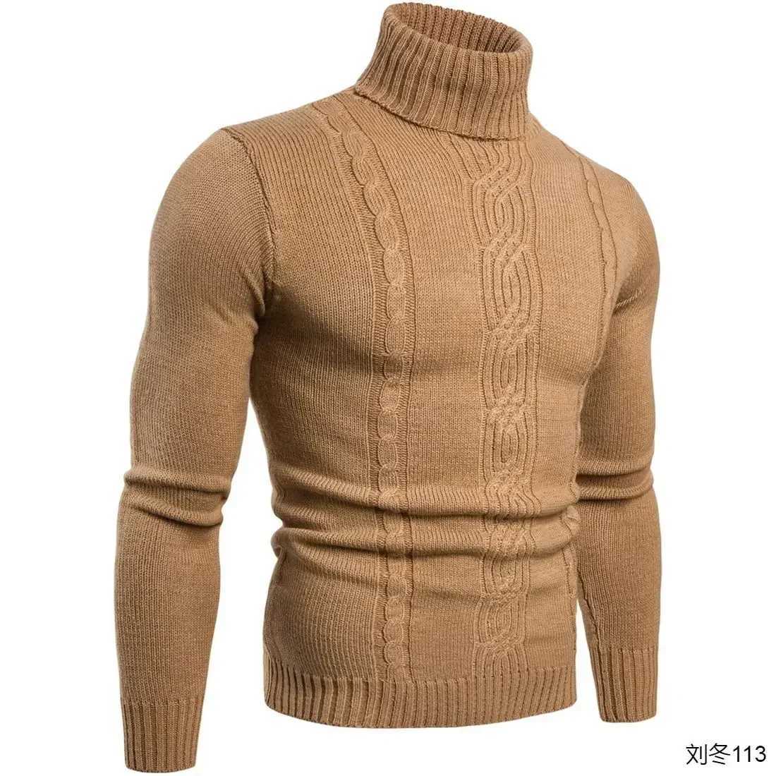 2024 European and American Mens Thickened Highneck Sweater Autumn and Winter Trendy Longsleeved Knitted Shirt J251015