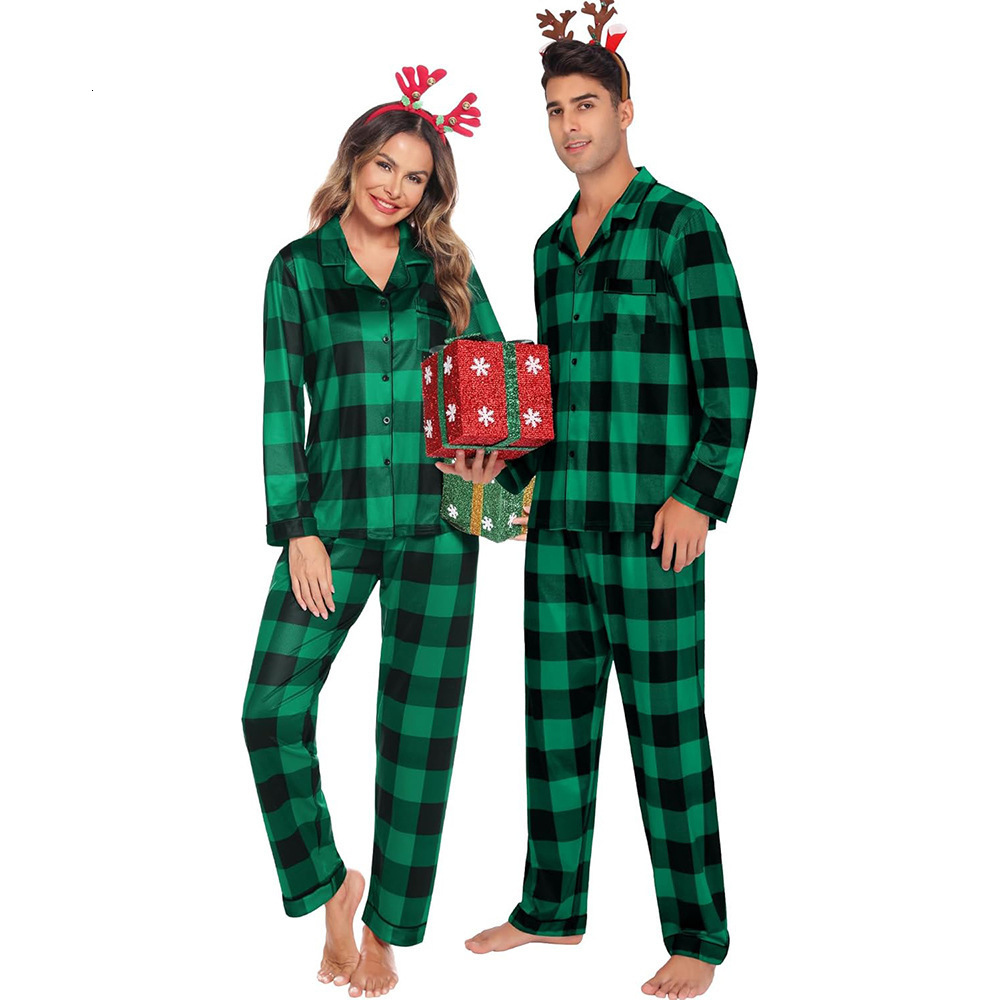 2025 New Mens Trendy Plaid Pattern Printed Home Casual Pajamas Set