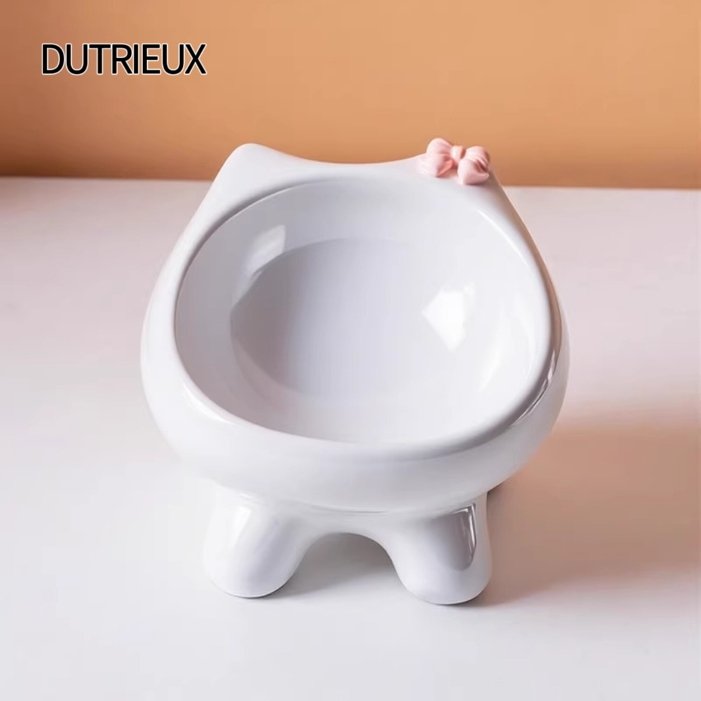 K3225 Heavy Base Anti-Tip Ceramic Pet Food Bowl Creative Elevated Design Dropshipping