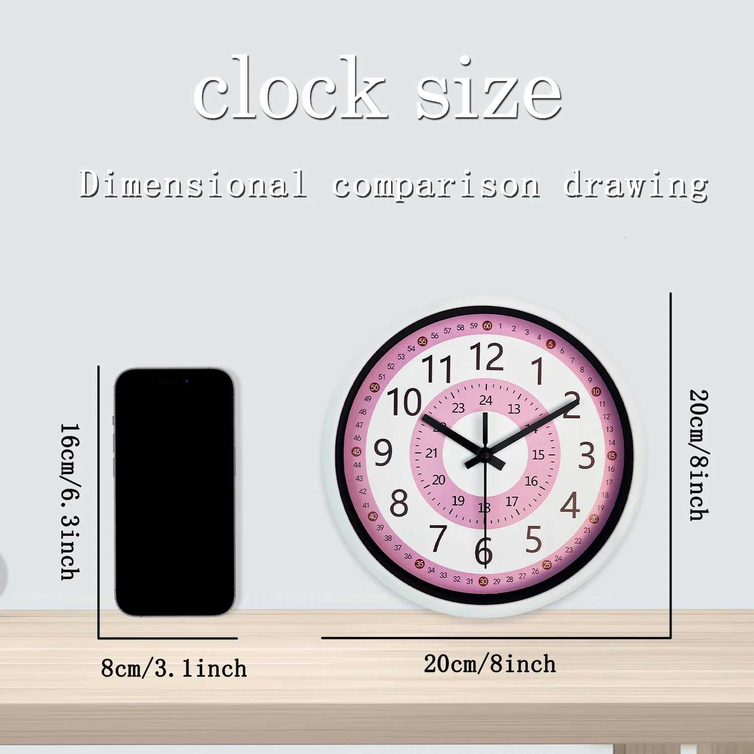 8 inch Bedroom Horloge Murale Home Decoration Digital Cute Wall Clock Living Room Modern Children Round Wall Watch Noiseless C251015