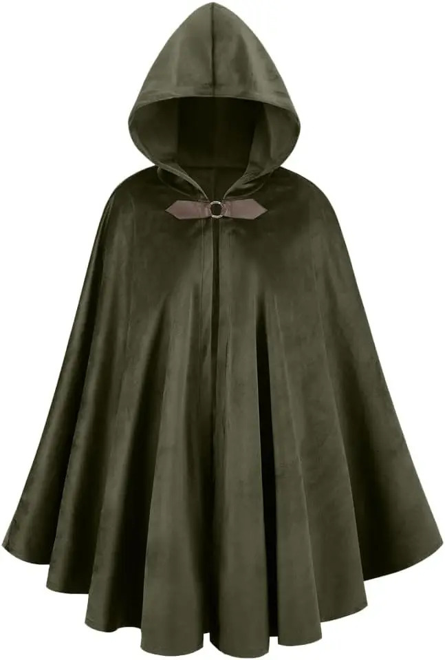 LVOW Medieval Velvet Hooded Cloak Renaissance Cape with Hood Vintage Capelet Halloween Sorcerer Costume251014