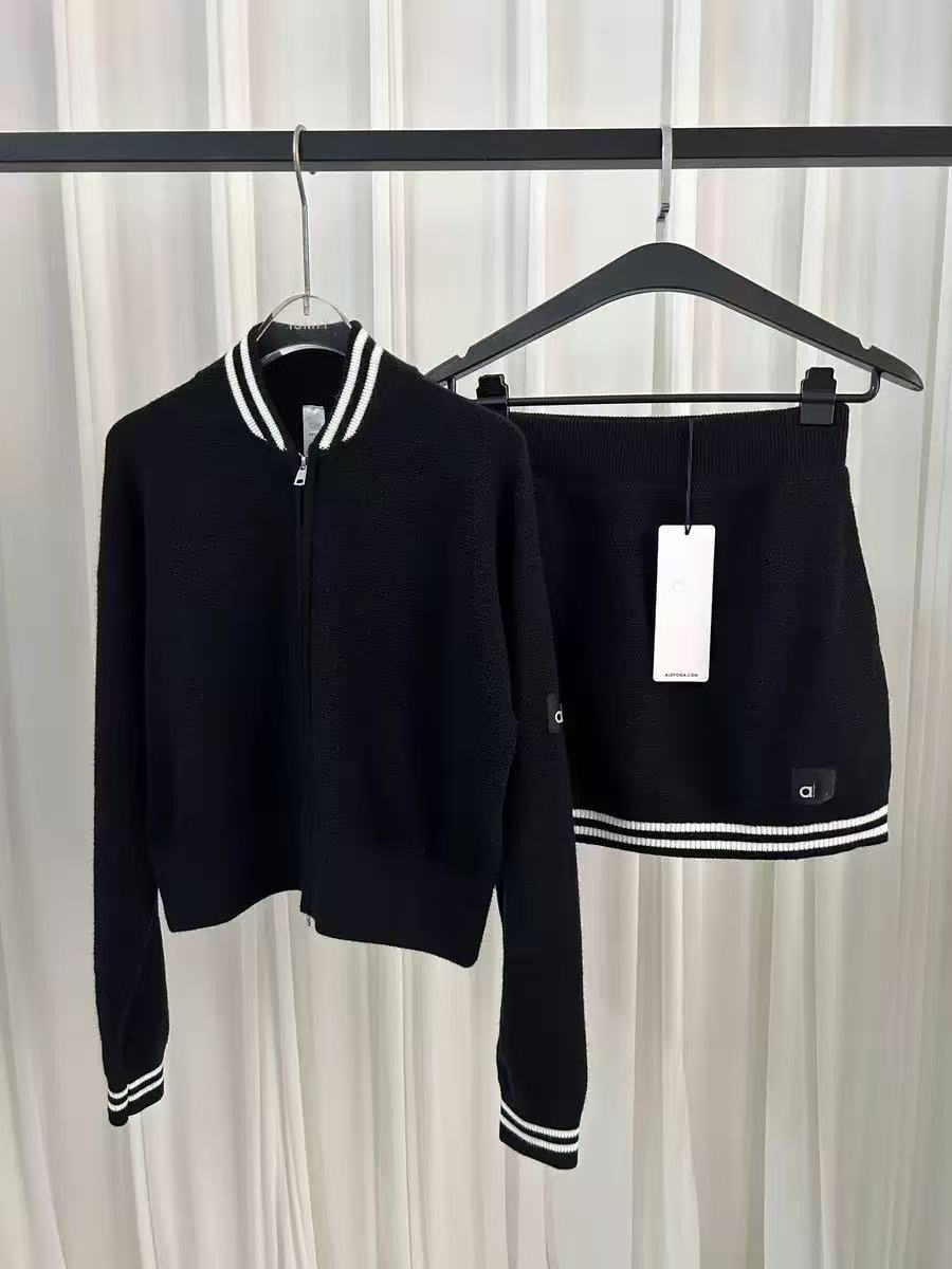 women Yoga Set Sweater Yoga Women Outft Suits Two Piece alosetlys Autumn Winter Polo Neck Knitted Pullover Wide Leg Pants Jogger alSuit Gym Tracksuit size s-xl