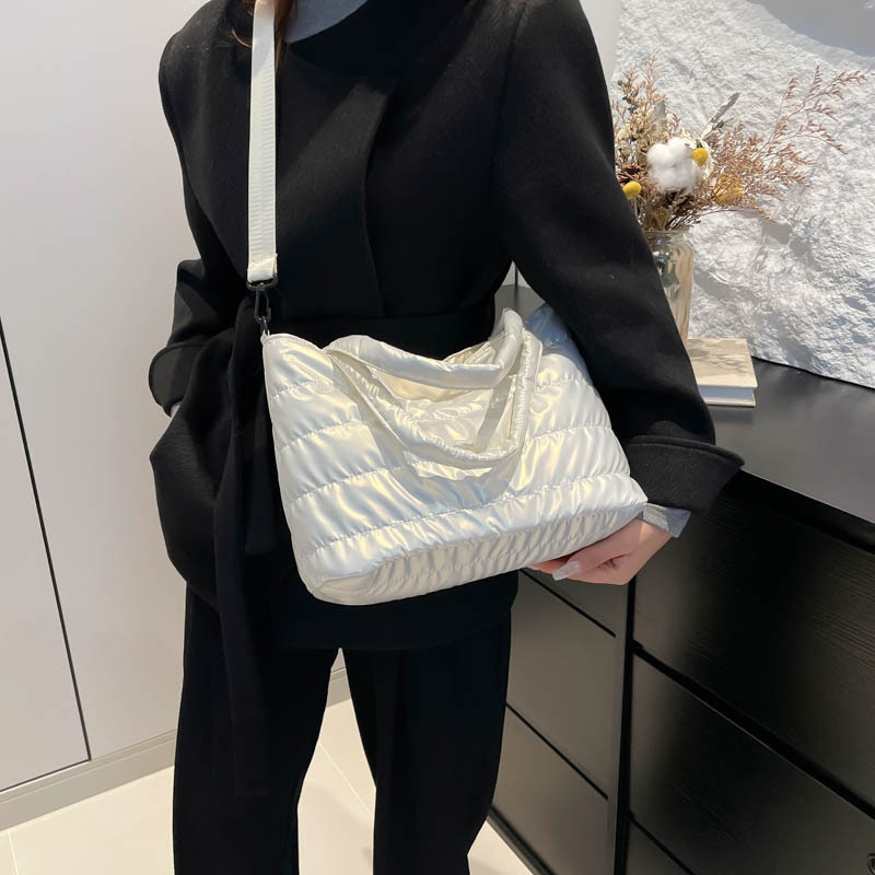 Casual Elegance: Spacious Cotton Crossbody Bag for Ladies Featuring Chic Stitched Details