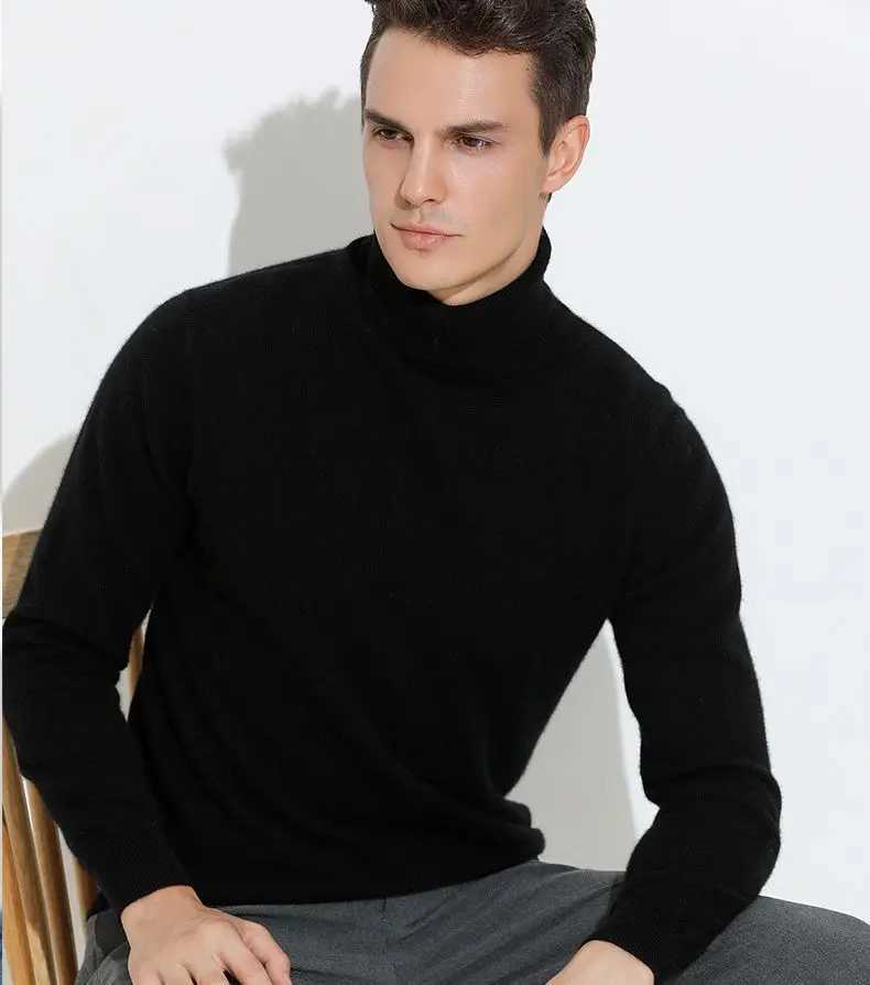 Turtleneck Men Pullover Cashmere Cotton Blend Knitted Sweater 2025 Autumn Winter Daily Basic Warm Turtle Neck Jumper Pull Homme J251015