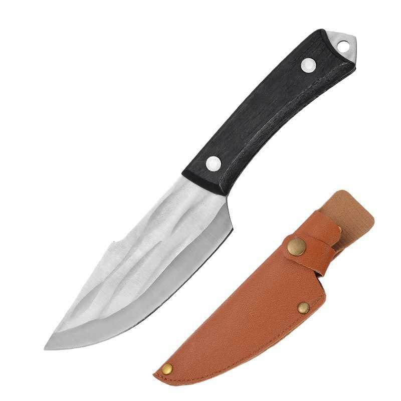 Handheld Meat Knife Multifunctional Forged Hammer Pattern Knife Camping Portable Small Straight Knife Portable Outdoor Fruit Knife H251015