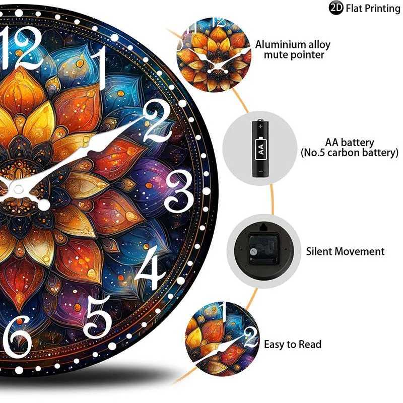 Wooden Silent Wall Clock Abstract mandala wall clock design Quartz Analog Clock Bed Room Idea Christmas Halloween etc C251015