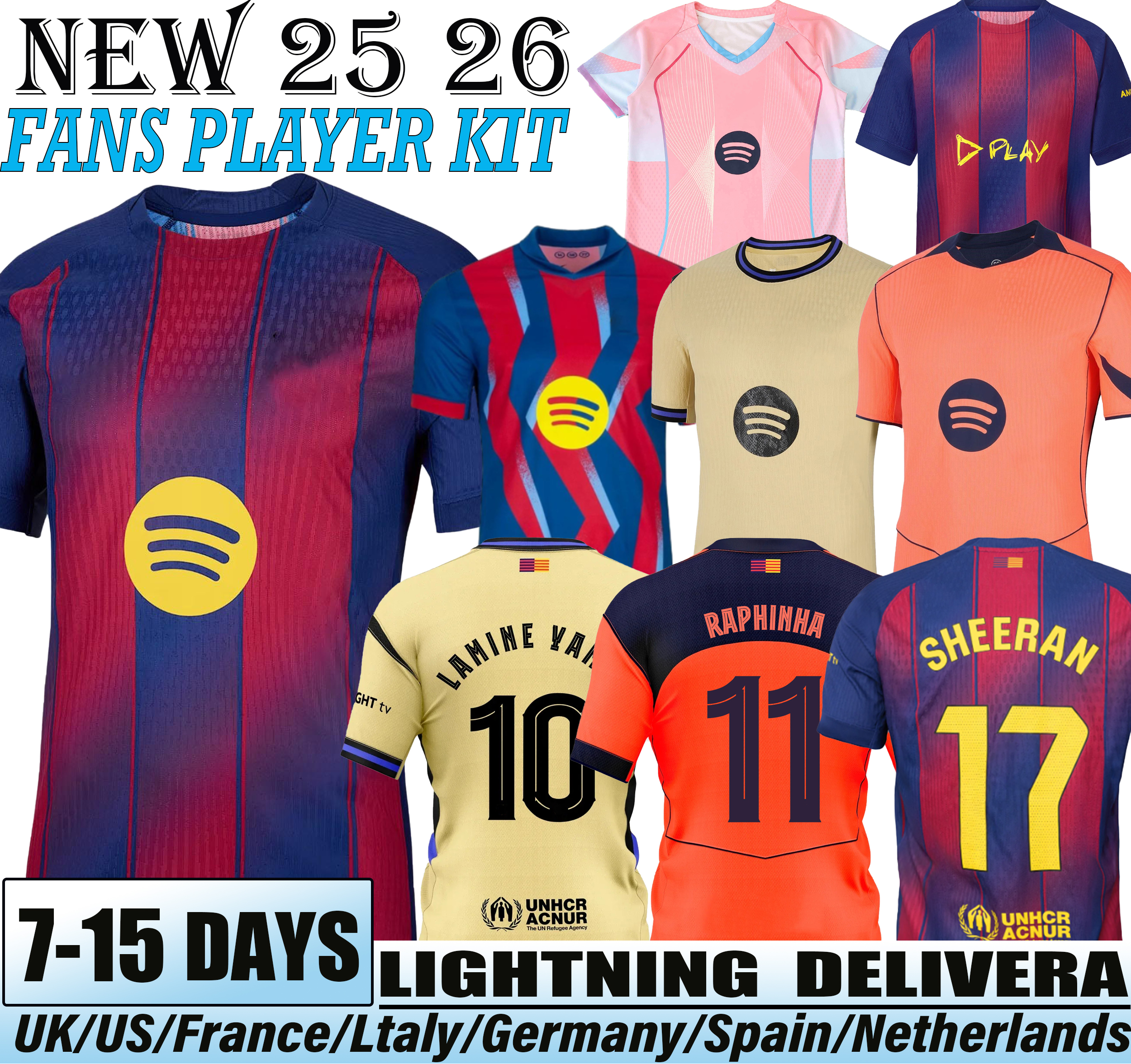 25 26 Barcelone LAMINE YAMAL ED SHEERAN soccer jerseyS Lewandowski KESSIE GAVI Raphinha FERRAN SENYERA JOAO FEliX ROSALIA'S 25 26 football mens kids kit