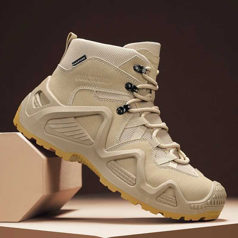 Mens winter high top shoes mid top waterproof and anti slip hiking shoes ultra light work boots tactical boots desert boots Y251015
