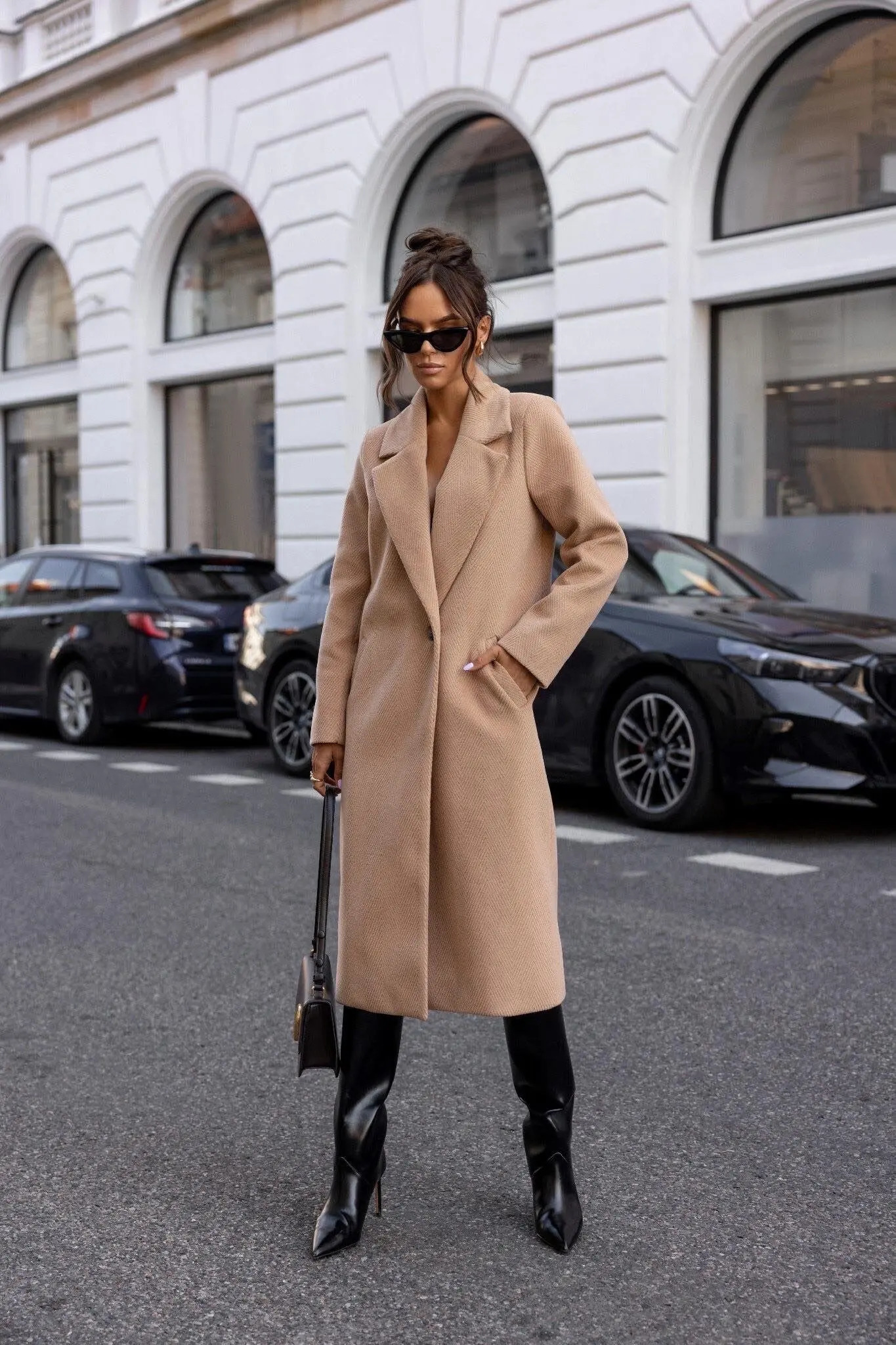 Womens Trench Coat Winter Notched Lapel One Button MidLong Pea Coat Casual WorkOffice Overcoats Jacket with Pockets 251029