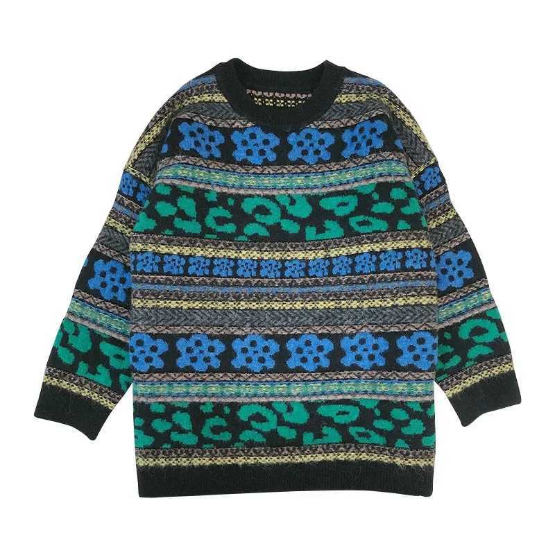 Autumn Winter Thickened Womens Sweater Loose Overhead Soft Cozy French Vintage Floral Design Knittedwear Casual Style J251015