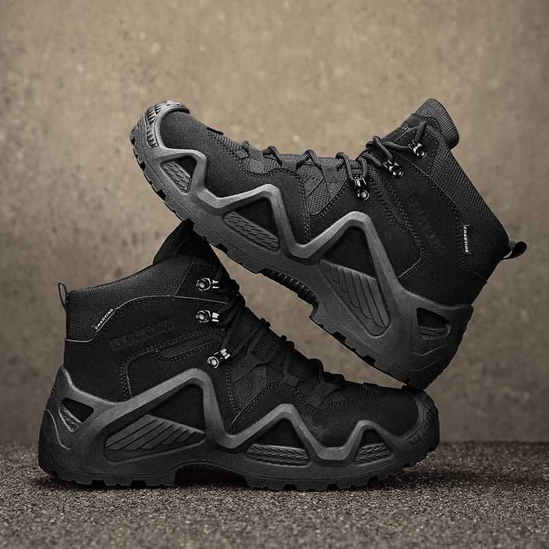 Mens winter high top shoes mid top waterproof and anti slip hiking shoes ultra light work boots tactical boots desert boots Y251015