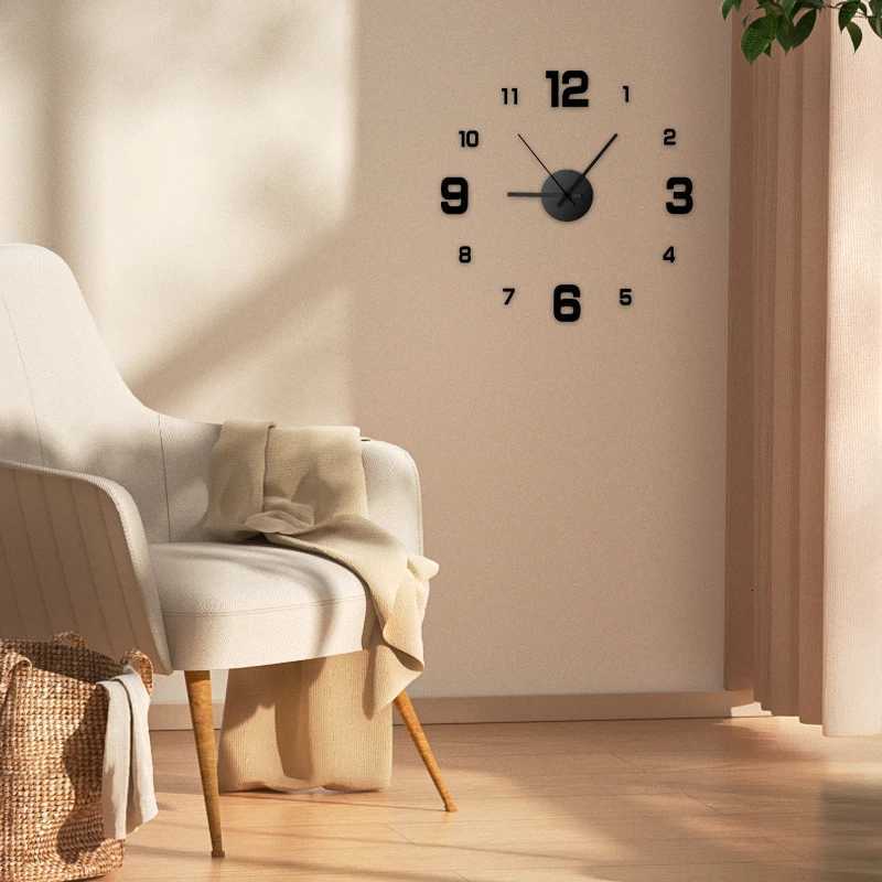 Frameless DIY Wall Clock Wall Decal Home Silent Clock Living Room Office Wall Decoration C2510158