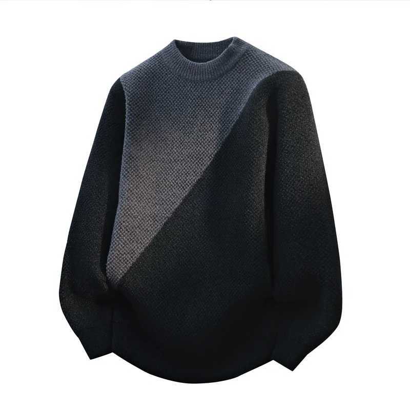 Simple Style Pullover Cardigan Male 2025 New Patchwork Design Knit Sweater Autumn Winter Multi Size Oversized Clothing for Man J251015