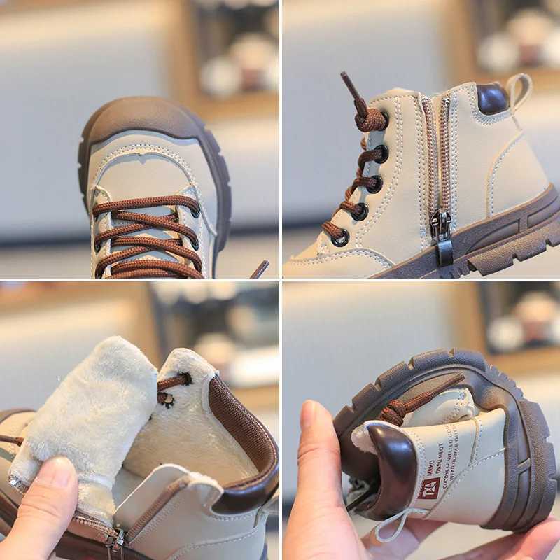 Children Shoes New Antiskid Thick Soled Winter Cotton Inserts Boots Trendy Warm Plush Girl Sneakers Soft Sole Campus Dress BootsT251015