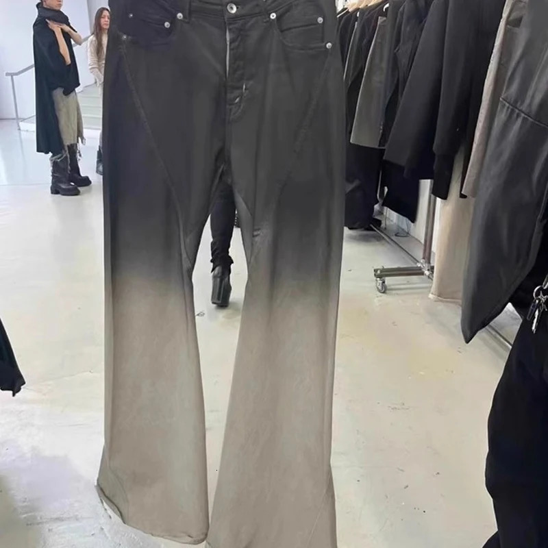 High Street Mens Pants Black and Yellow Gradient Jeans for Men Wear Full Length Denim Cargo 251010