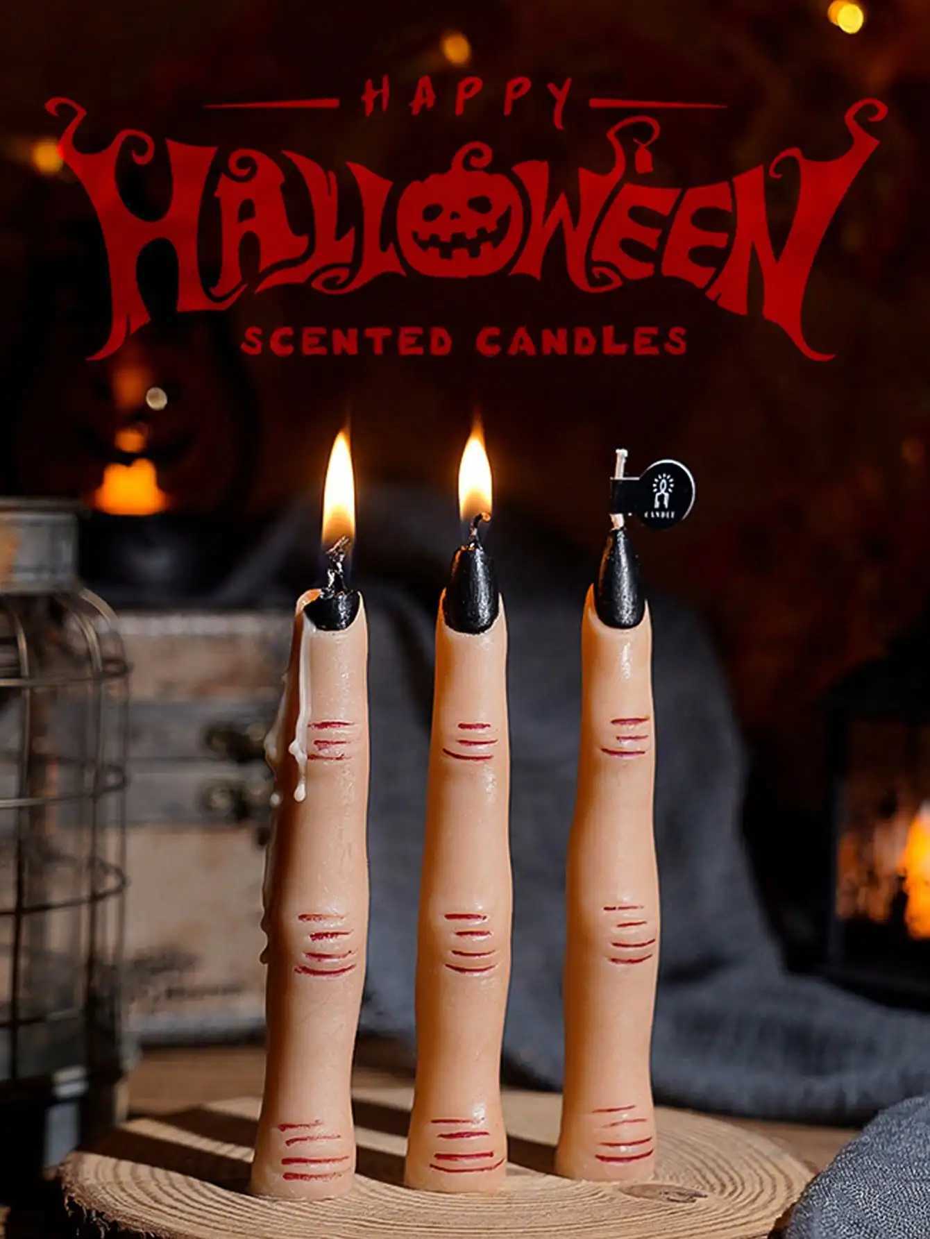 Halloween Candle Creative Finger Pumpkin Skull Assembly Long Stem Aromatherapy Candle For Halloween Gift and Home Decoration C251015