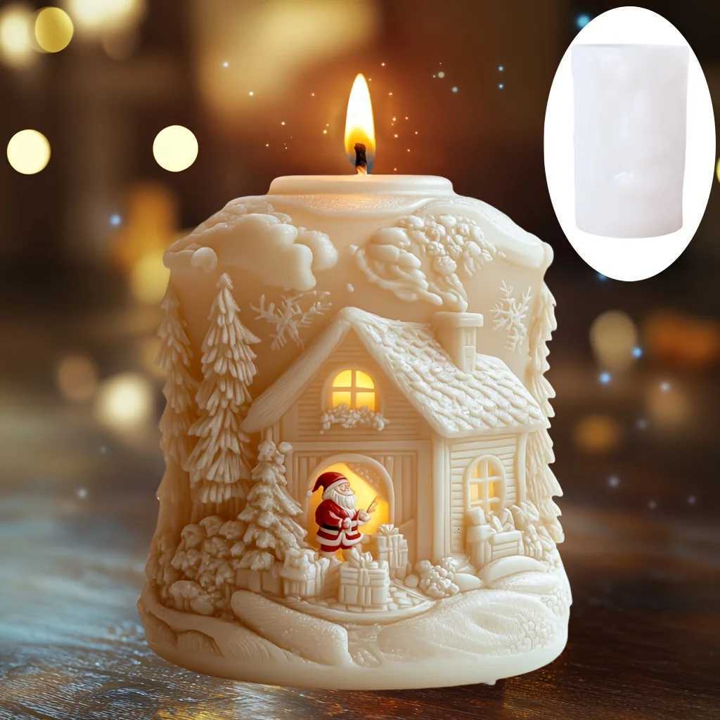 Magic House Christmas Santa Scented Candle Silicone Mold Magic House Forest Christmas Santa Gift Candle Mold Resin Gypsum Molds C251015