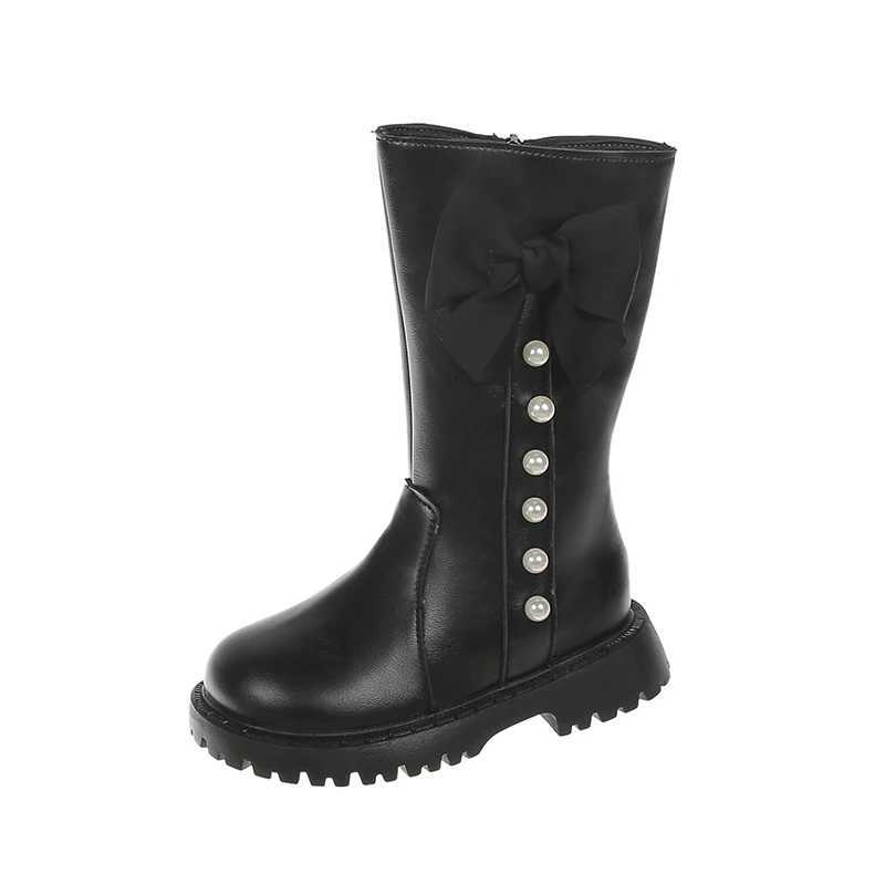 Girls Midcalf Boots Princess Style Big Bows Kids Long Boots Round Toes 2025 Autumn New Children Fashion Boots Side ZipperT251015