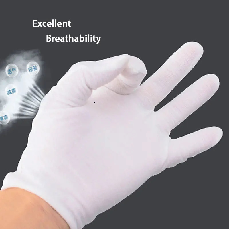 24Pieces12 Pairs White Labor Insurance Cotton Cloth Thin Etiquette Wenwan Quality Inspection Gloves 251008