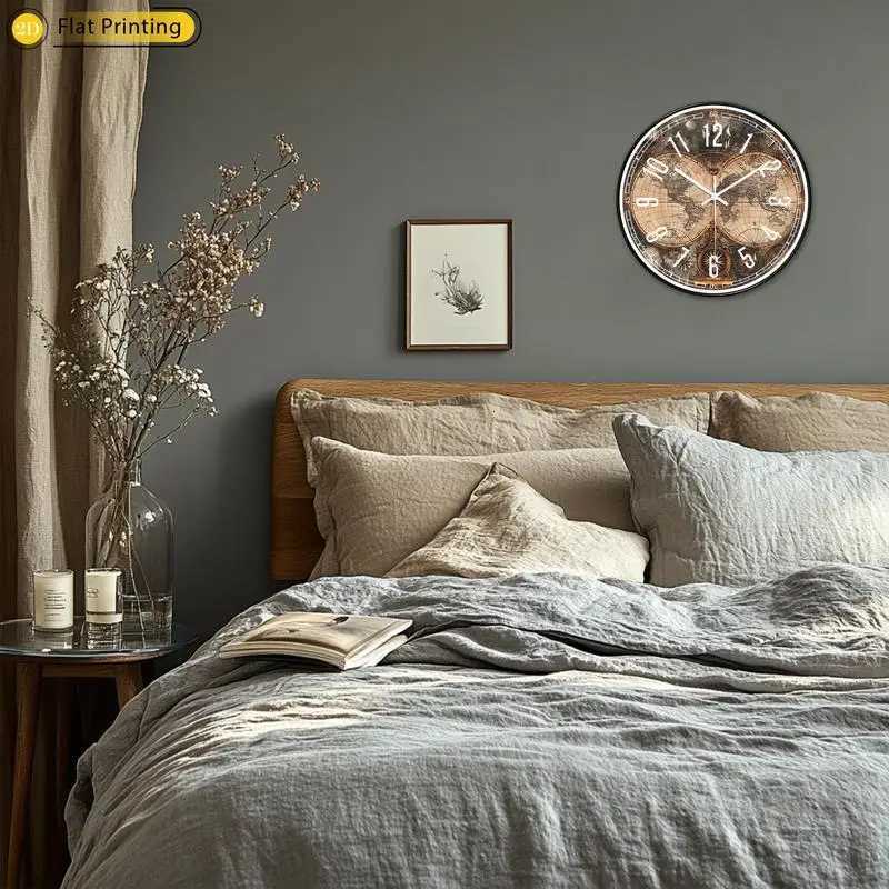 Wooden Silent Wall Clock Vintage world map compasses Quartz Round Analog Clock for Home Office Idea Holiday Gifts C251015