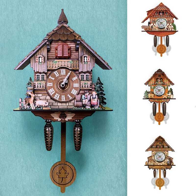 Cuckoo Clock Wall Clock Handicraft Vintage Wooden Cuckoo Tree House Clock For Bedroom Living Room Office Home Decoration C251015