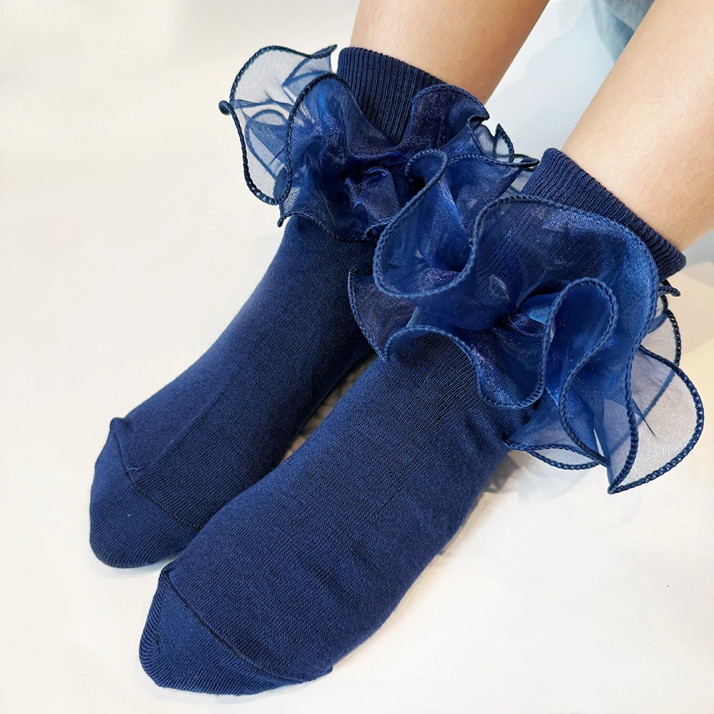 1 Pair Women Girls Spring Summer Lace Bow Socks Short Sock Soft Cotton Ruffle Fashion Socks 251015